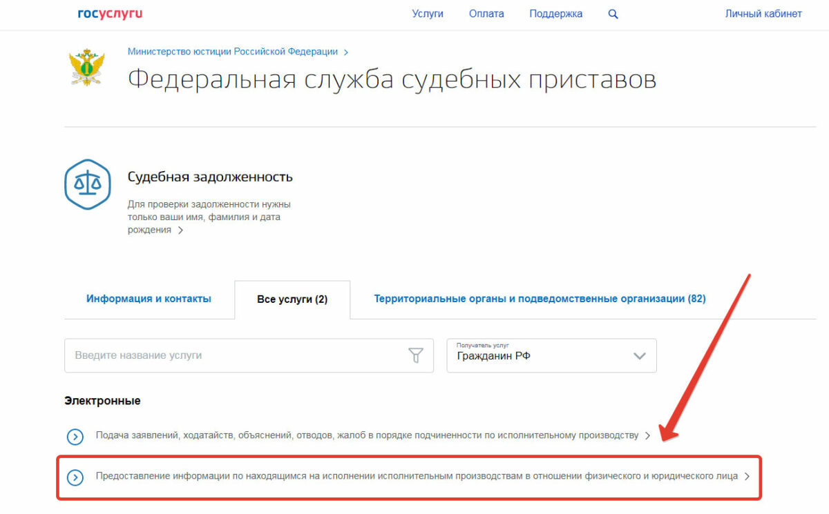 Как узнать задолженность по номеру исполнительного производства через Госуслуги?