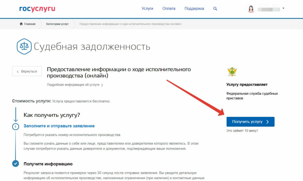 Как узнать задолженность по номеру исполнительного производства через Госуслуги?